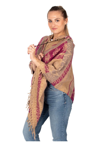 Poncho en coton et laine fait main avec capuche – Mode bohème indienne