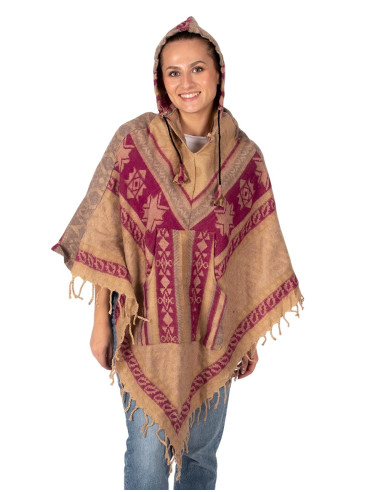 Handmade cotton wool poncho with hood – Indian...