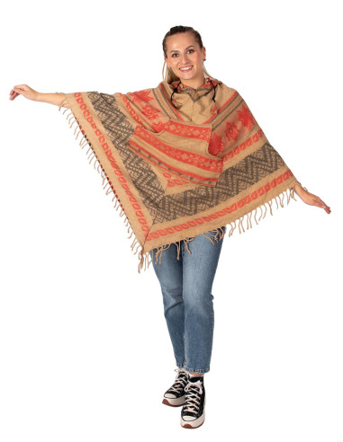 Poncho artesanal de algodão com capuz – moda...