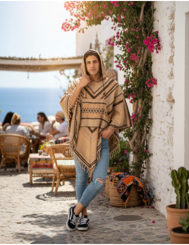 Unisex cotton wool poncho with hood – Kimago