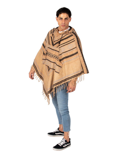 Unisex-Poncho aus Baumwollwolle mit Kapuze – Kimago