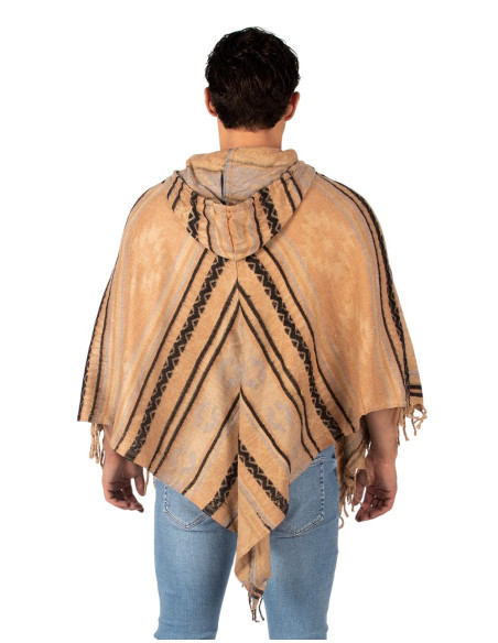 Poncho unisex in cotone e lana con cappuccio – Kimago