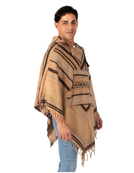Unisex cotton wool poncho with hood – Kimago