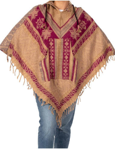 Unisex cotton wool poncho with hood – Kimago