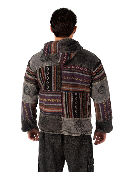 Giacca patchwork unisex con fodera in pile – Fatta a mano in India