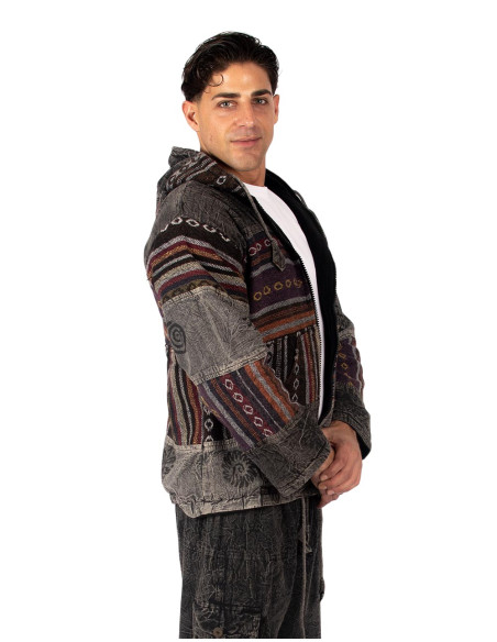 Giacca patchwork unisex con fodera in pile – Fatta a mano in India