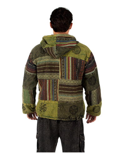Unisex-Patchworkjacke mit Fleecefutter –...