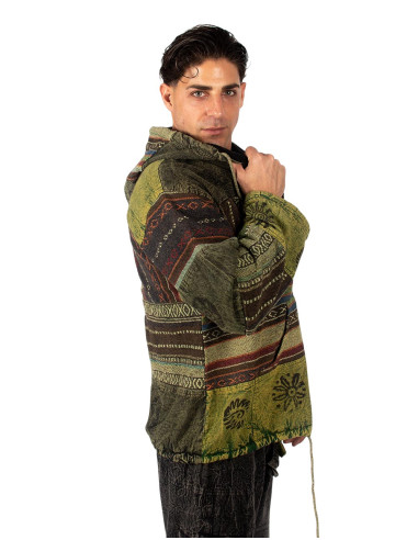 Jaqueta patchwork unissex com forro de lã polar...