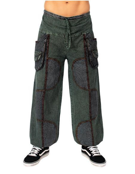 Pantalon sarouel unisexe en coton violet à effet vieilli