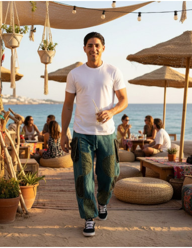 Pantalon sarouel unisexe en coton de...