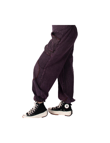 Pantaloni harem unisex in cotone viola in stile...