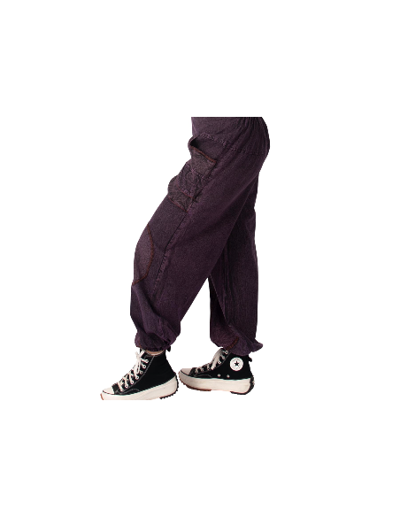 Pantalon sarouel unisexe en coton violet de style ethnique