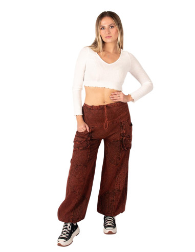 Pantalon sarouel unisexe en coton bordeaux de...