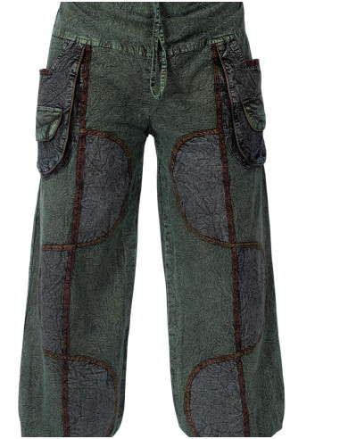 Pantaloni harem unisex in cotone verde in stile...
