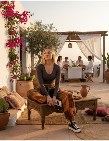 Unisex Patchwork Cotton Harem Pants