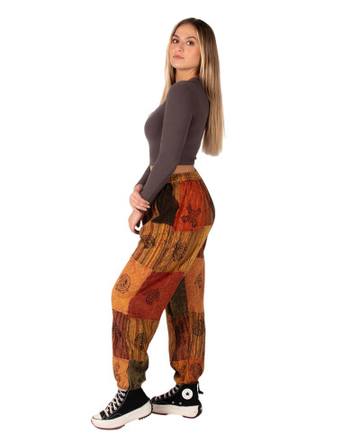Pantaloni harem unisex in cotone patchwork