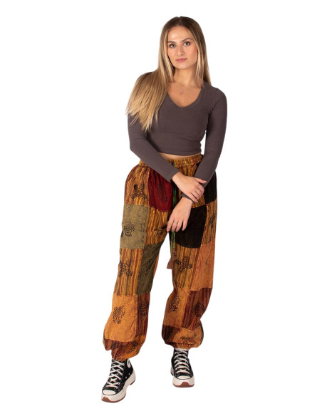 Unisex Patchwork-Haremshose aus Baumwolle