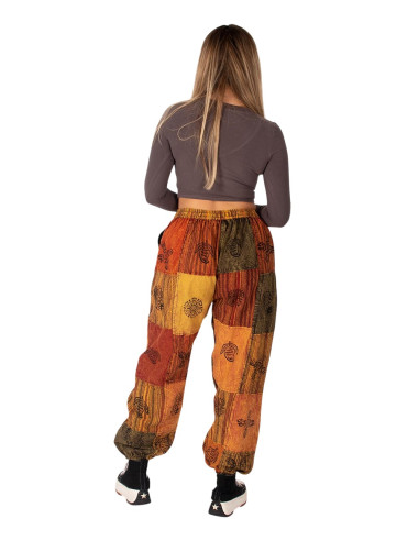 Unisex Patchwork-Haremshose aus Baumwolle