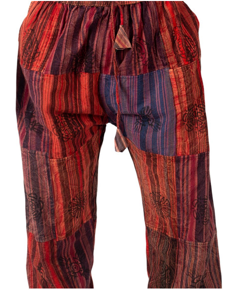 Unisex Patchwork-Haremshose aus Baumwolle