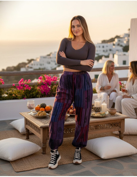 Unisex Patchwork Cotton Harem Pants