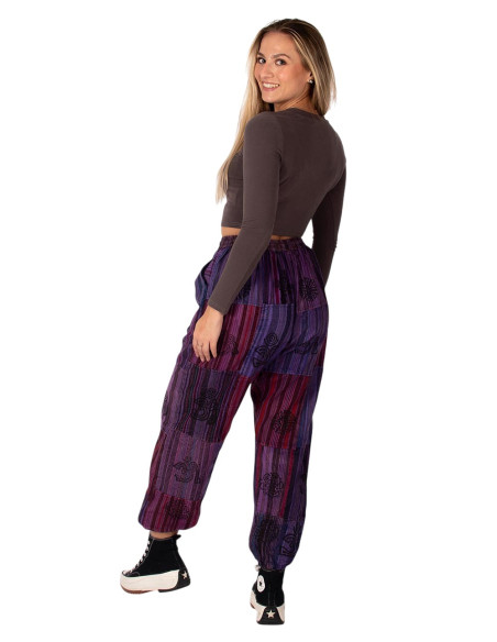 Unisex Patchwork-Haremshose aus Baumwolle