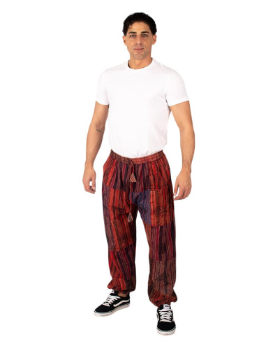 Calça Harem Unissex em Algodão Patchwork –...