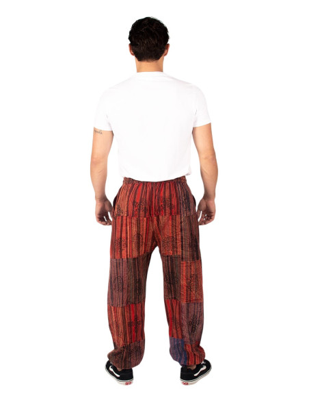 Calça Harem Unissex em Algodão Patchwork – Vermelha