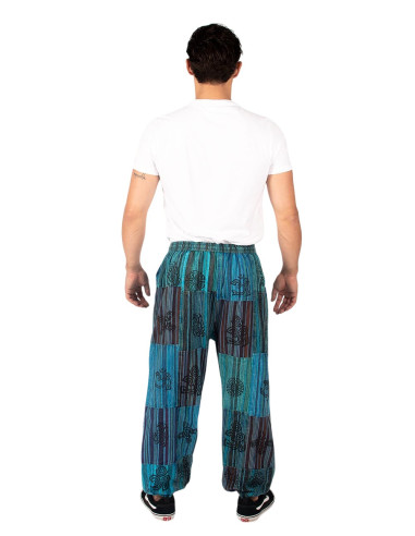 pantalon sarouel unisexe en coton bleu clair...