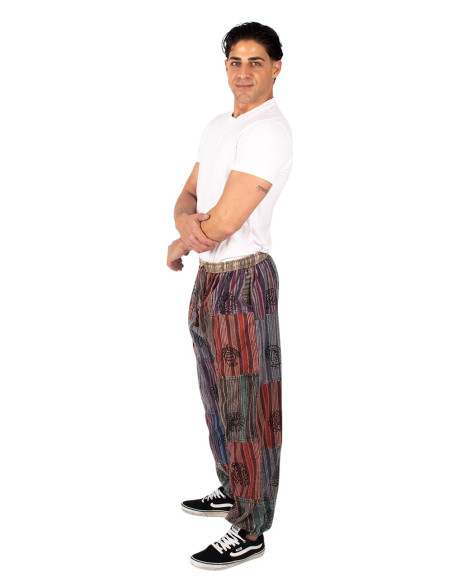 Pantaloni harem unisex patchwork in colori assortiti di cotone