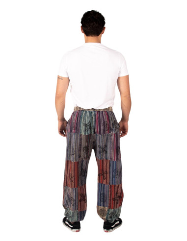 Unisex patchwork harem pants in assorted cotton...
