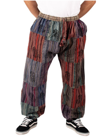 Pantaloni harem unisex patchwork in colori...