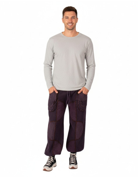 Unisex lila Haremshose im Bohème-Stil