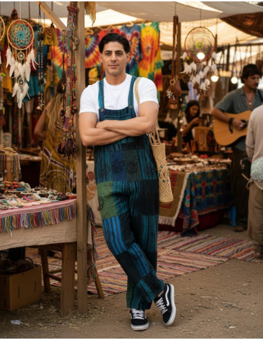 Unisex patchwork jumpsuit made of handmade cotton