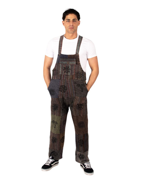 Unisex patchwork handmade cotton jumpsuit