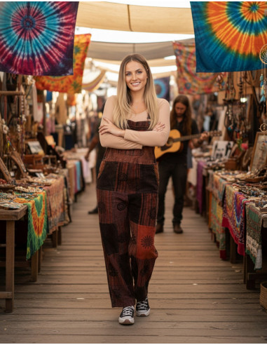 Tuta unisex patchwork realizzata in cotone...