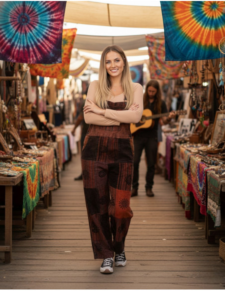 Unisex patchwork jumpsuit made of handmade cotton – Indian ethnic style