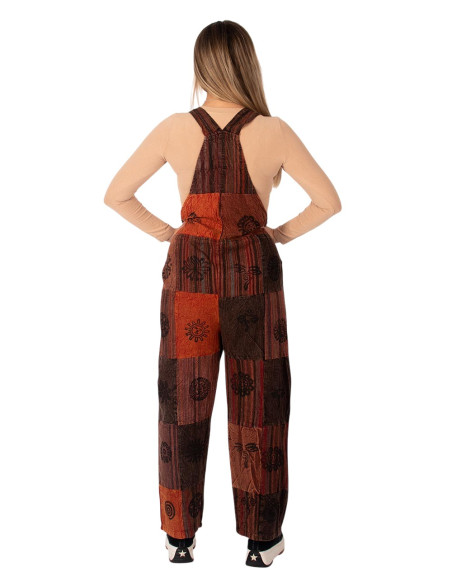 Tuta unisex patchwork realizzata in cotone fatto a mano – stile etnico indiano