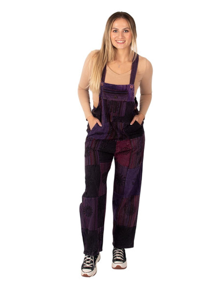 Macacão unissex patchwork em algodão – Roxo ou Azul Claro