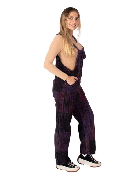 Macacão unissex patchwork em algodão – Roxo ou Azul Claro