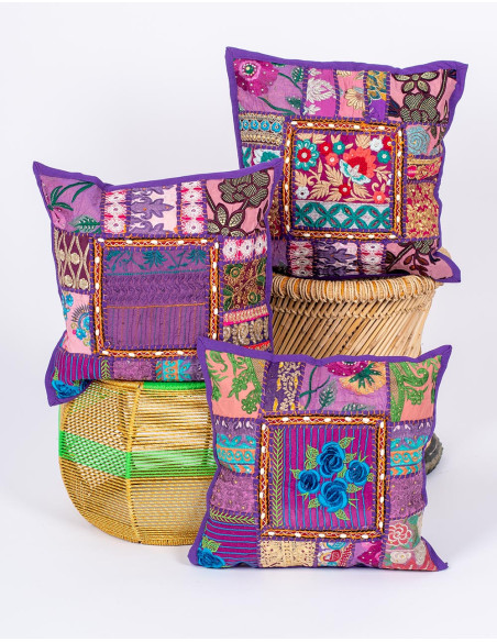 Purple cushion cover – Indian handcrafted decoration
