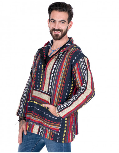 Sweat-shirt bohème unisexe en coton fait main –...
