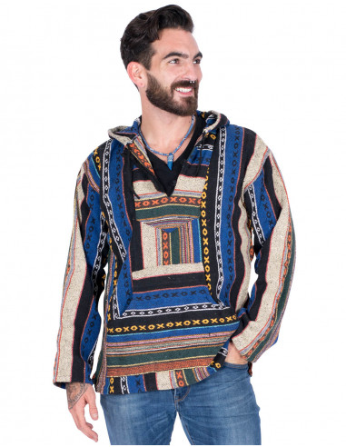 Unisex boho sweatshirt made of handmade cotton...