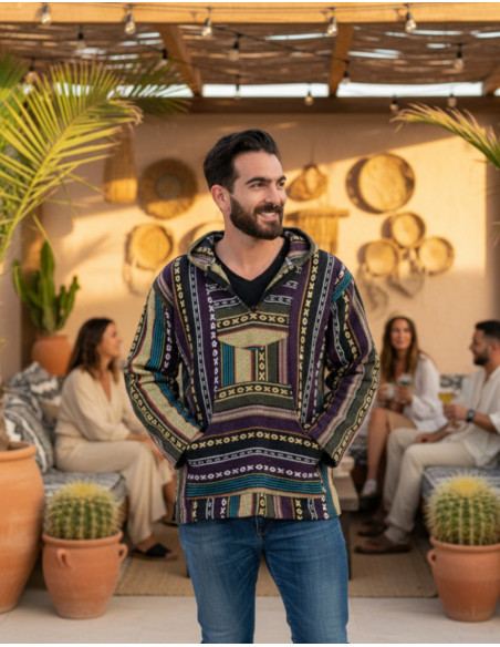 Unisex-Boho-Sweatshirt aus handgefertigter Baumwolle – Indische Ethno-Mode