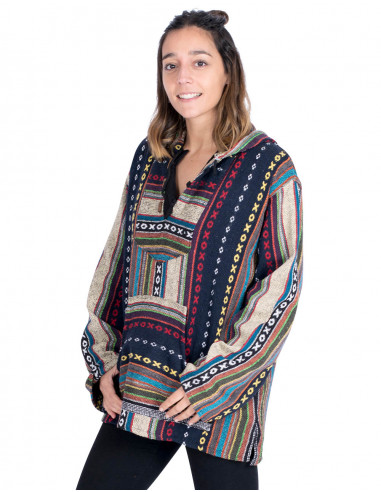 Unisex boho sweatshirt made of handmade cotton...