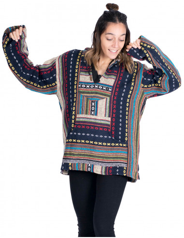 Unisex boho sweatshirt made of handmade cotton...