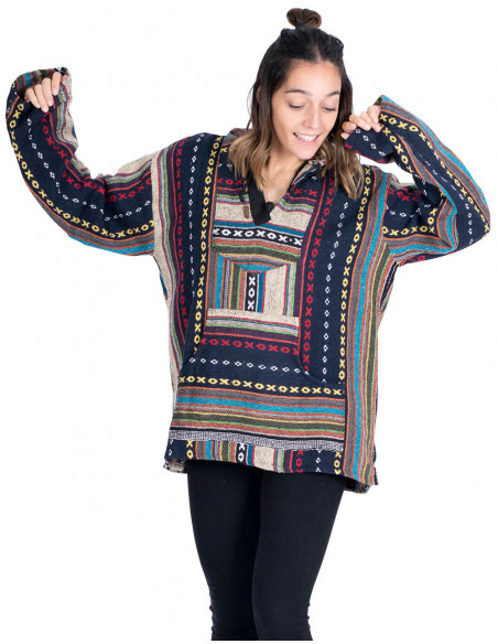 Sweat-shirt bohème unisexe en coton fait main – inspiration indienne