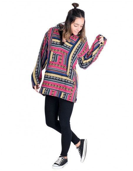 Felpa boho unisex realizzata in cotone fatto a mano – ispirazione indiana