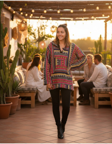 Unisex boho sweatshirt made of handmade cotton...