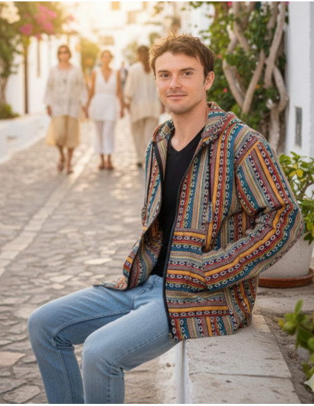 Giacca hippie unisex realizzata in cotone fatto a mano – Autentico stile boho