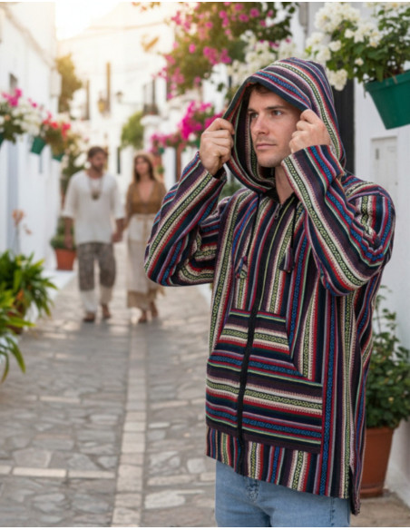 Jaqueta hippie unissex feita de algodão artesanal – Autêntico estilo boho